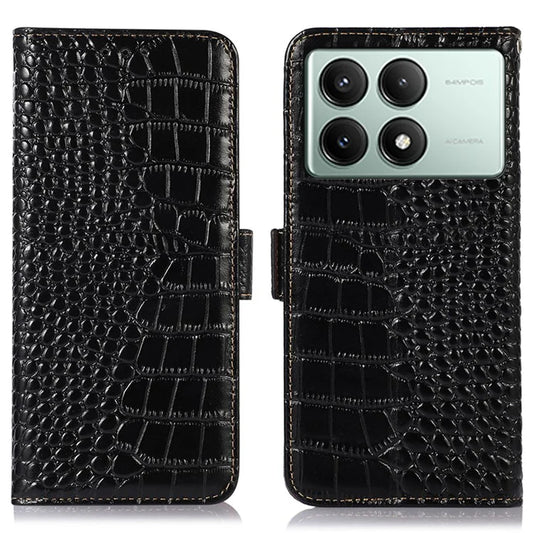 For Xiaomi Redmi K70E 5G / Poco X6 Pro 5G Case RFID Blocking Wallet Genuine Cow Leather Phone Cover