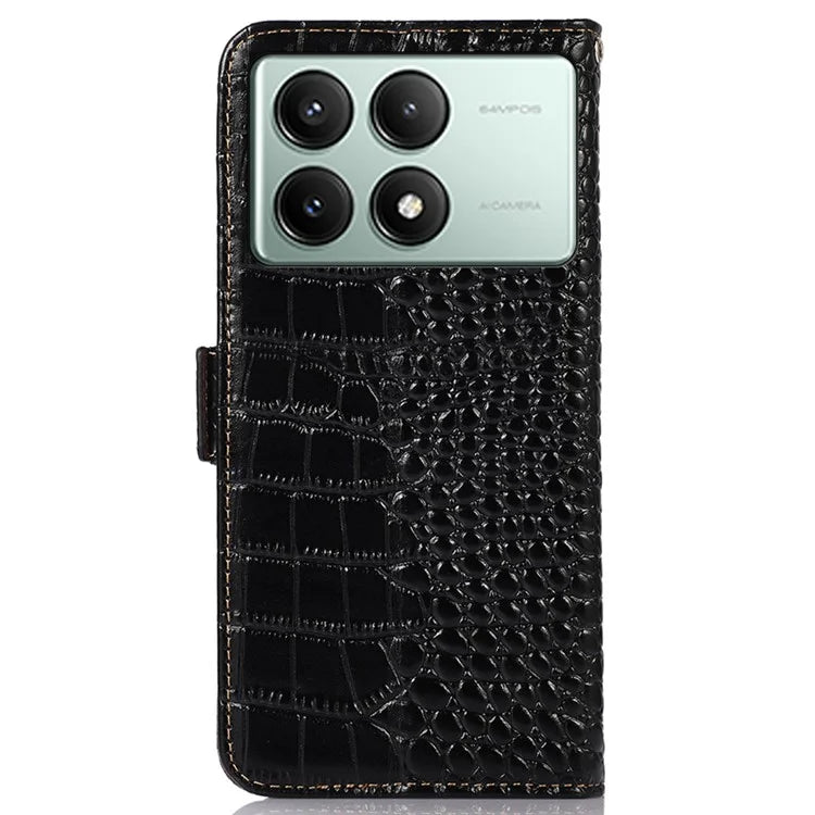 For Xiaomi Redmi K70E 5G / Poco X6 Pro 5G Case RFID Blocking Wallet Genuine Cow Leather Phone Cover
