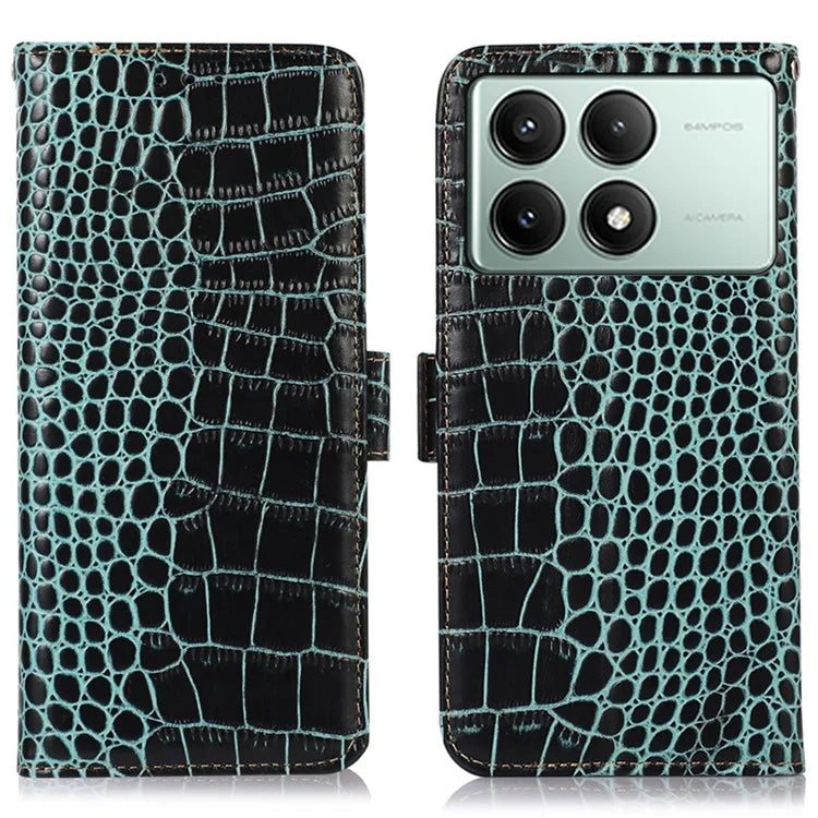 For Xiaomi Redmi K70E 5G / Poco X6 Pro 5G Case RFID Blocking Wallet Genuine Cow Leather Phone Cover