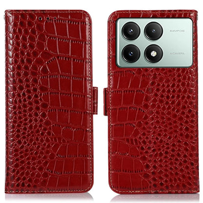 For Xiaomi Redmi K70E 5G / Poco X6 Pro 5G Case RFID Blocking Wallet Genuine Cow Leather Phone Cover