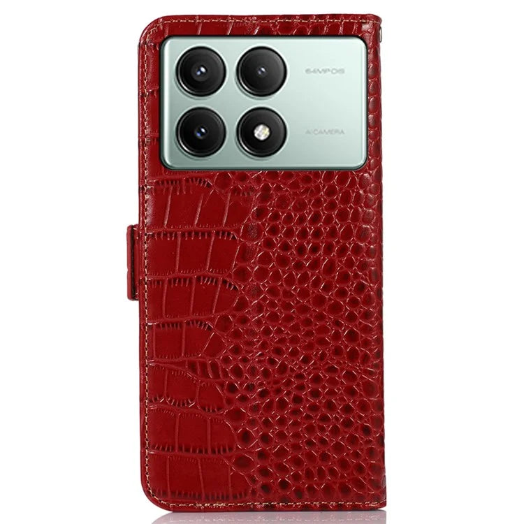 For Xiaomi Redmi K70E 5G / Poco X6 Pro 5G Case RFID Blocking Wallet Genuine Cow Leather Phone Cover