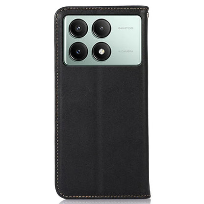 KHAZNEH For Xiaomi Redmi K70E 5G / Poco X6 Pro 5G Cell Phone Case Genuine Cow Leather RFID Blocking Shell