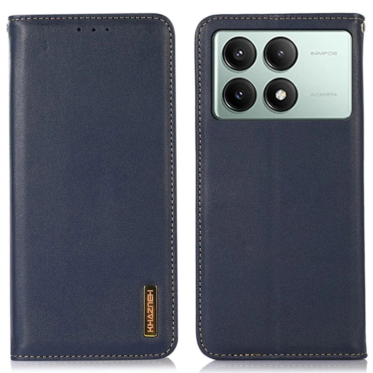 KHAZNEH For Xiaomi Redmi K70E 5G / Poco X6 Pro 5G Cell Phone Case Genuine Cow Leather RFID Blocking Shell