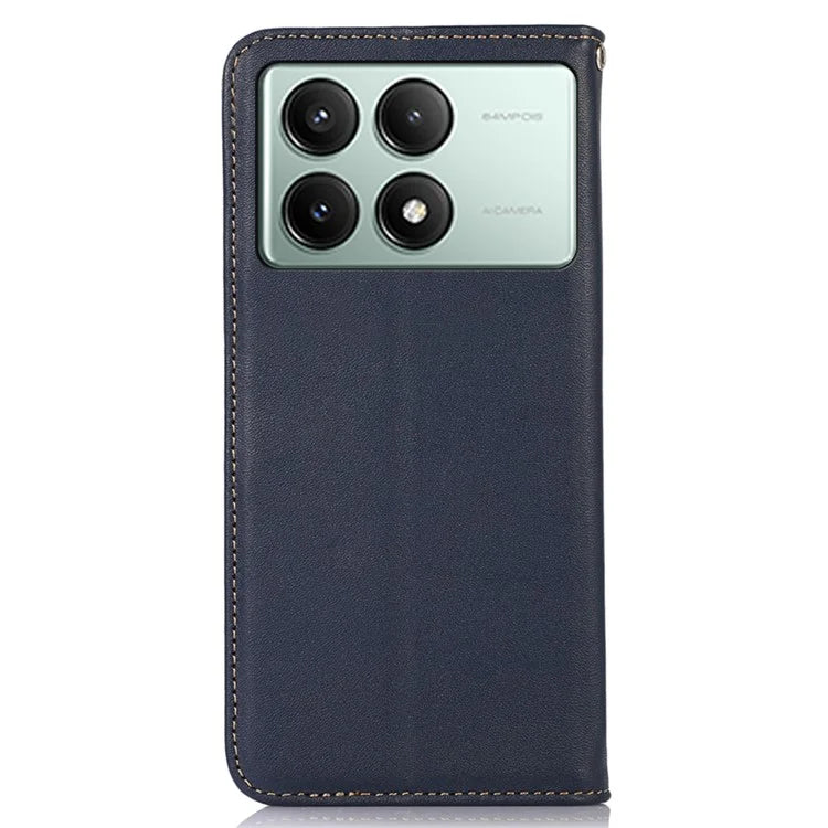 KHAZNEH For Xiaomi Redmi K70E 5G / Poco X6 Pro 5G Cell Phone Case Genuine Cow Leather RFID Blocking Shell