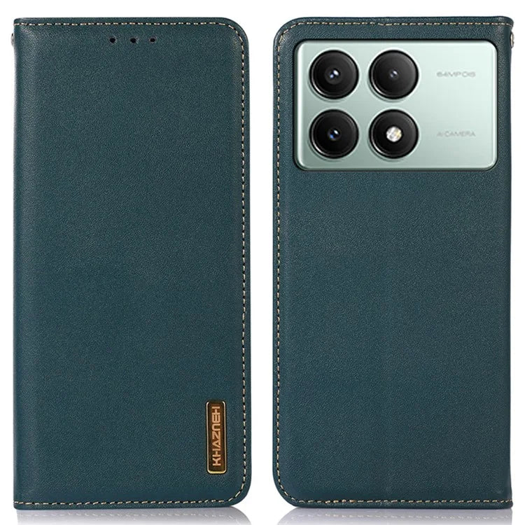KHAZNEH For Xiaomi Redmi K70E 5G / Poco X6 Pro 5G Cell Phone Case Genuine Cow Leather RFID Blocking Shell