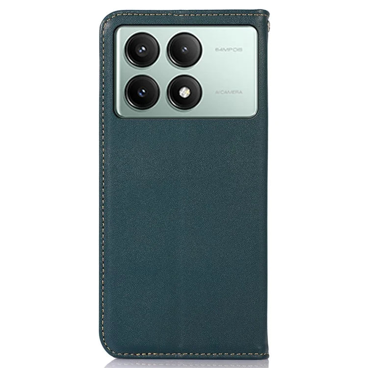 KHAZNEH For Xiaomi Redmi K70E 5G / Poco X6 Pro 5G Cell Phone Case Genuine Cow Leather RFID Blocking Shell