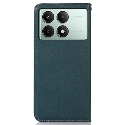KHAZNEH For Xiaomi Redmi K70E 5G / Poco X6 Pro 5G Cell Phone Case Genuine Cow Leather RFID Blocking Shell