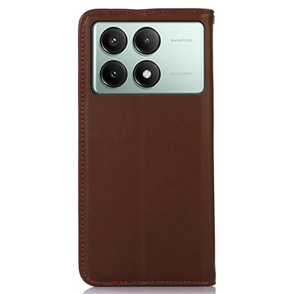 KHAZNEH For Xiaomi Redmi K70E 5G / Poco X6 Pro 5G Cell Phone Case Genuine Cow Leather RFID Blocking Shell
