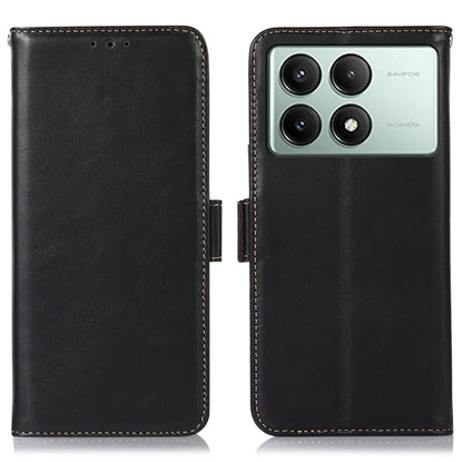 For Xiaomi Redmi K70E 5G / Poco X6 Pro 5G Phone Case Genuine Cow Leather Wallet Folding Stand Cover
