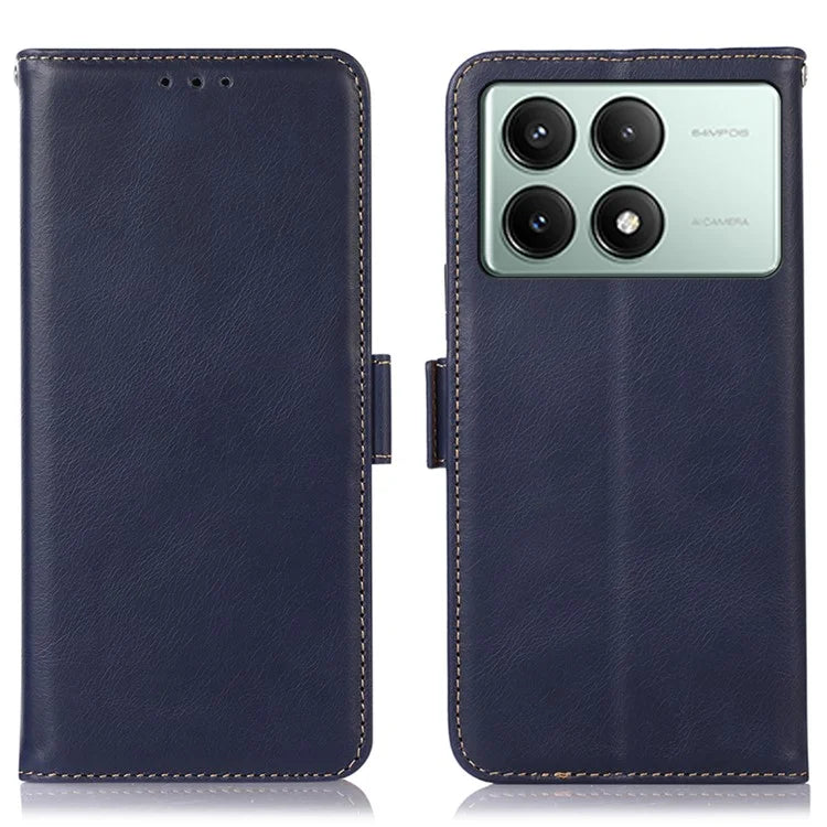 For Xiaomi Redmi K70E 5G / Poco X6 Pro 5G Phone Case Genuine Cow Leather Wallet Folding Stand Cover