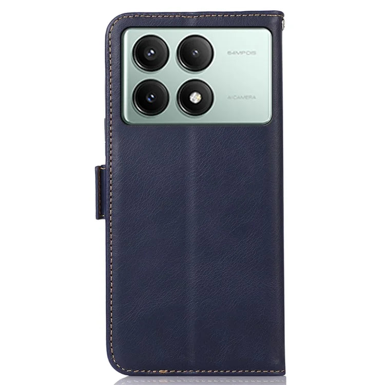 For Xiaomi Redmi K70E 5G / Poco X6 Pro 5G Phone Case Genuine Cow Leather Wallet Folding Stand Cover