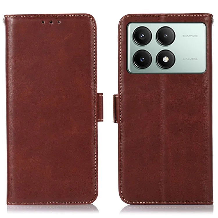 For Xiaomi Redmi K70E 5G / Poco X6 Pro 5G Phone Case Genuine Cow Leather Wallet Folding Stand Cover