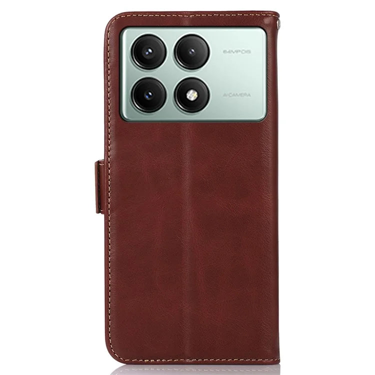For Xiaomi Redmi K70E 5G / Poco X6 Pro 5G Phone Case Genuine Cow Leather Wallet Folding Stand Cover