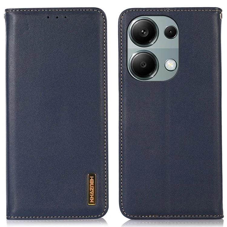 KHAZNEH For Xiaomi Redmi Note 13 Pro 4G / Poco M6 Pro 4G Phone Case Nappa Texture Genuine Cow Leather Cover