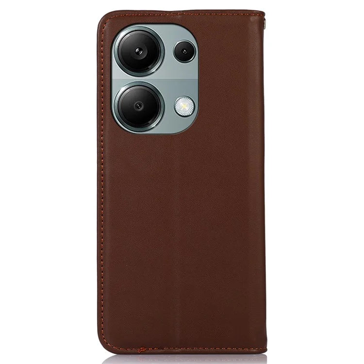 KHAZNEH For Xiaomi Redmi Note 13 Pro 4G / Poco M6 Pro 4G Phone Case Nappa Texture Genuine Cow Leather Cover