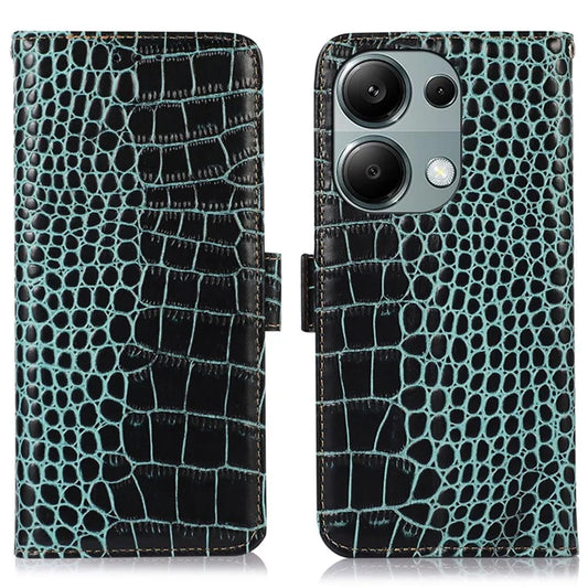 For Xiaomi Redmi Note 13 Pro 4G / Poco M6 Pro 4G Genuine Cow Leather Case RFID Blocking Phone Cover