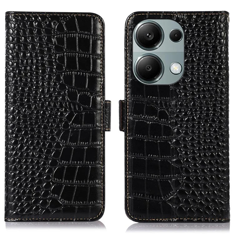 For Xiaomi Redmi Note 13 Pro 4G / Poco M6 Pro 4G Genuine Cow Leather Case RFID Blocking Phone Cover