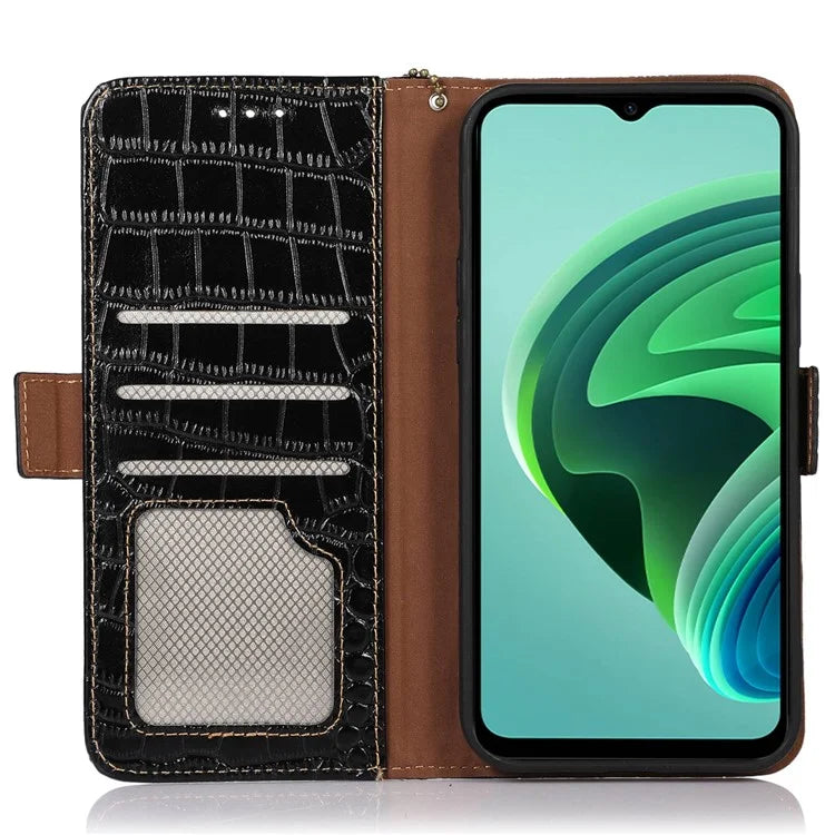 For Xiaomi Redmi Note 13 Pro 4G / Poco M6 Pro 4G Genuine Cow Leather Case RFID Blocking Phone Cover