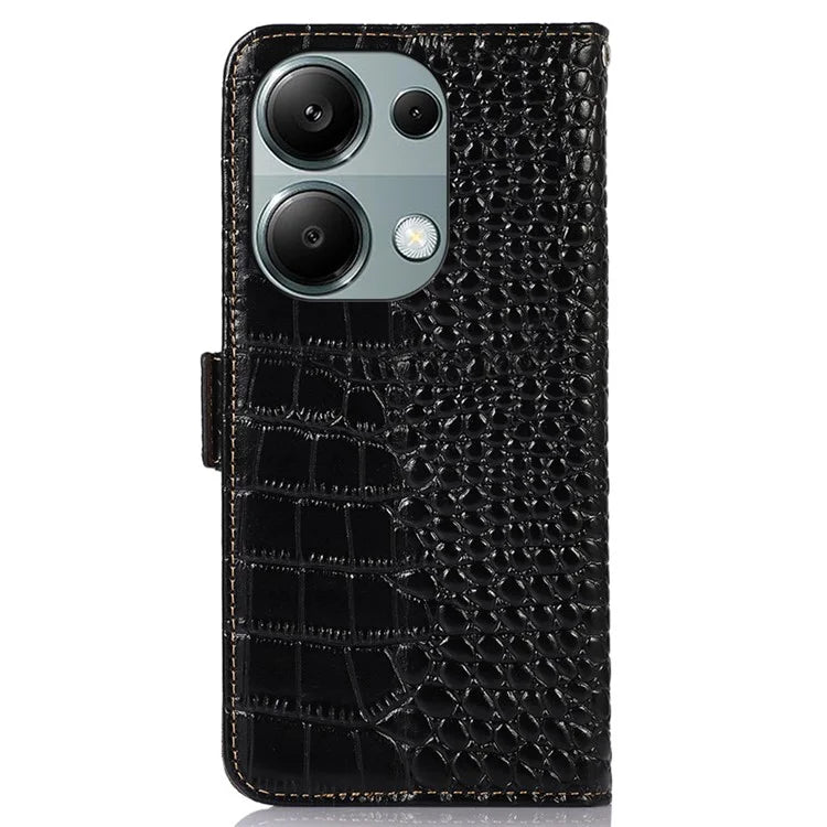 For Xiaomi Redmi Note 13 Pro 4G / Poco M6 Pro 4G Genuine Cow Leather Case RFID Blocking Phone Cover
