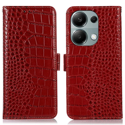 For Xiaomi Redmi Note 13 Pro 4G / Poco M6 Pro 4G Genuine Cow Leather Case RFID Blocking Phone Cover