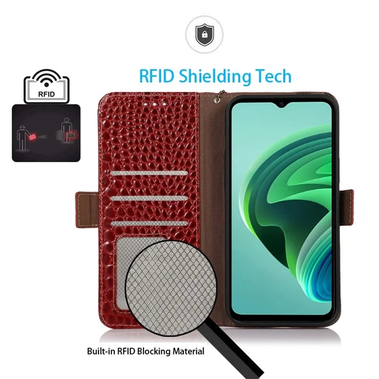 For Xiaomi Redmi Note 13 Pro 4G / Poco M6 Pro 4G Genuine Cow Leather Case RFID Blocking Phone Cover