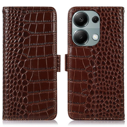 For Xiaomi Redmi Note 13 Pro 4G / Poco M6 Pro 4G Genuine Cow Leather Case RFID Blocking Phone Cover