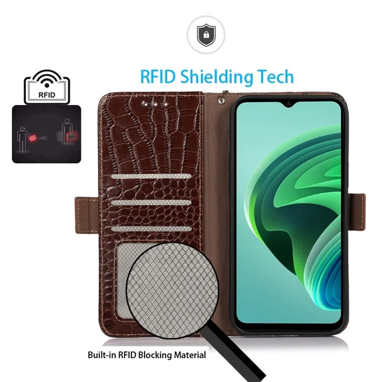 For Xiaomi Redmi Note 13 Pro 4G / Poco M6 Pro 4G Genuine Cow Leather Case RFID Blocking Phone Cover