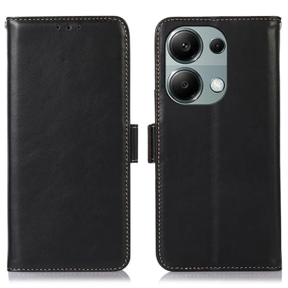 For Xiaomi Redmi Note 13 Pro 4G / Poco M6 Pro 4G Cover Genuine Cow Leather RFID Blocking Wallet Phone Case