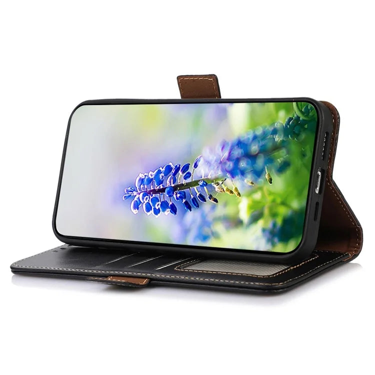 For Xiaomi Redmi Note 13 Pro 4G / Poco M6 Pro 4G Cover Genuine Cow Leather RFID Blocking Wallet Phone Case