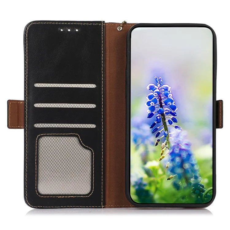 For Xiaomi Redmi Note 13 Pro 4G / Poco M6 Pro 4G Cover Genuine Cow Leather RFID Blocking Wallet Phone Case
