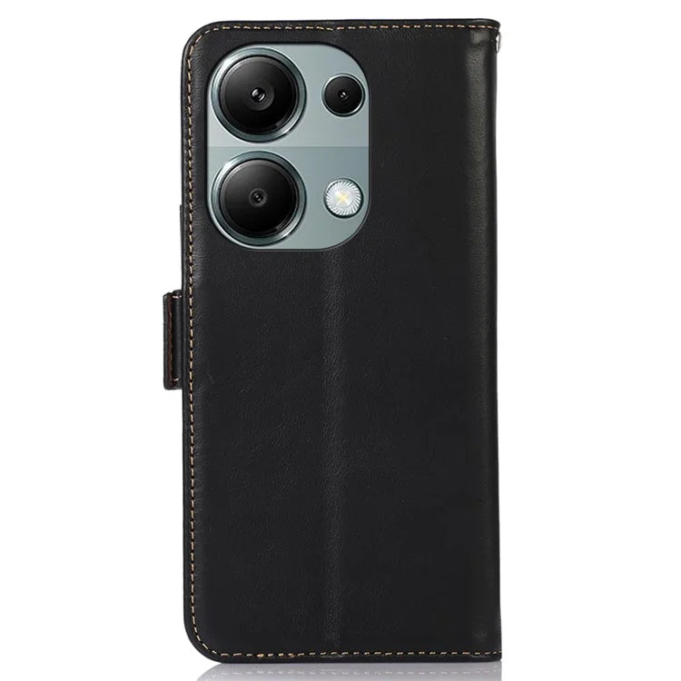 For Xiaomi Redmi Note 13 Pro 4G / Poco M6 Pro 4G Cover Genuine Cow Leather RFID Blocking Wallet Phone Case