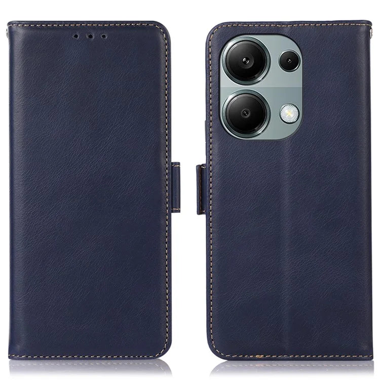 For Xiaomi Redmi Note 13 Pro 4G / Poco M6 Pro 4G Cover Genuine Cow Leather RFID Blocking Wallet Phone Case