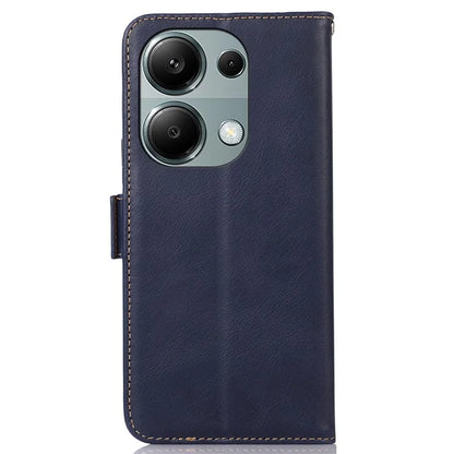 For Xiaomi Redmi Note 13 Pro 4G / Poco M6 Pro 4G Cover Genuine Cow Leather RFID Blocking Wallet Phone Case