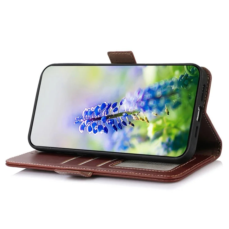 For Xiaomi Redmi Note 13 Pro 4G / Poco M6 Pro 4G Cover Genuine Cow Leather RFID Blocking Wallet Phone Case