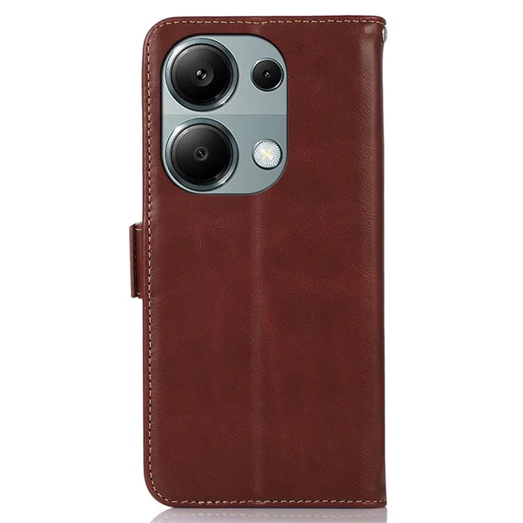 For Xiaomi Redmi Note 13 Pro 4G / Poco M6 Pro 4G Cover Genuine Cow Leather RFID Blocking Wallet Phone Case