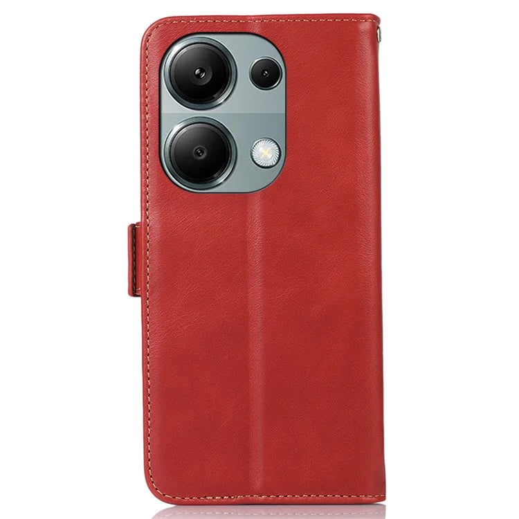 For Xiaomi Redmi Note 13 Pro 4G / Poco M6 Pro 4G Cover Genuine Cow Leather RFID Blocking Wallet Phone Case