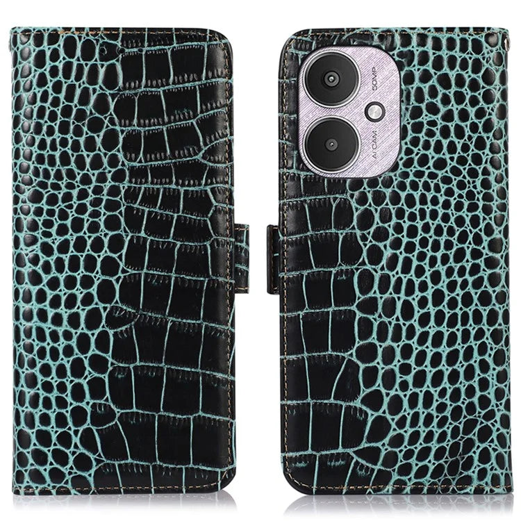 For Xiaomi Redmi 13C 4G / Redmi 13C 5G / Poco C65 4G / Poco M6 5G RFID Blocking Case Genuine Cow Leather Phone Cover