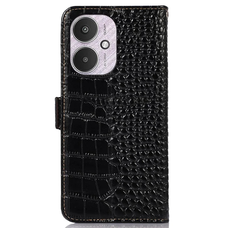 For Xiaomi Redmi 13C 4G / Redmi 13C 5G / Poco C65 4G / Poco M6 5G RFID Blocking Case Genuine Cow Leather Phone Cover
