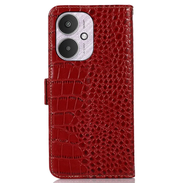 For Xiaomi Redmi 13C 4G / Redmi 13C 5G / Poco C65 4G / Poco M6 5G RFID Blocking Case Genuine Cow Leather Phone Cover