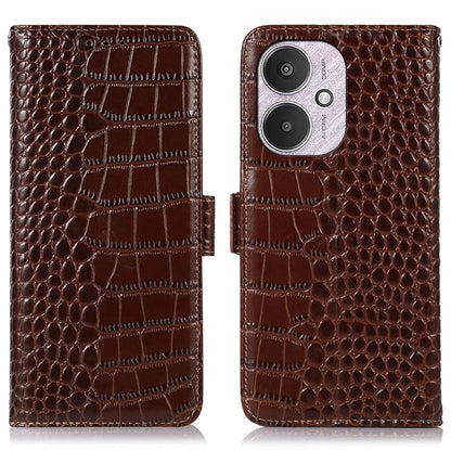 For Xiaomi Redmi 13C 4G / Redmi 13C 5G / Poco C65 4G / Poco M6 5G RFID Blocking Case Genuine Cow Leather Phone Cover