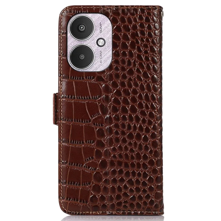 For Xiaomi Redmi 13C 4G / Redmi 13C 5G / Poco C65 4G / Poco M6 5G RFID Blocking Case Genuine Cow Leather Phone Cover
