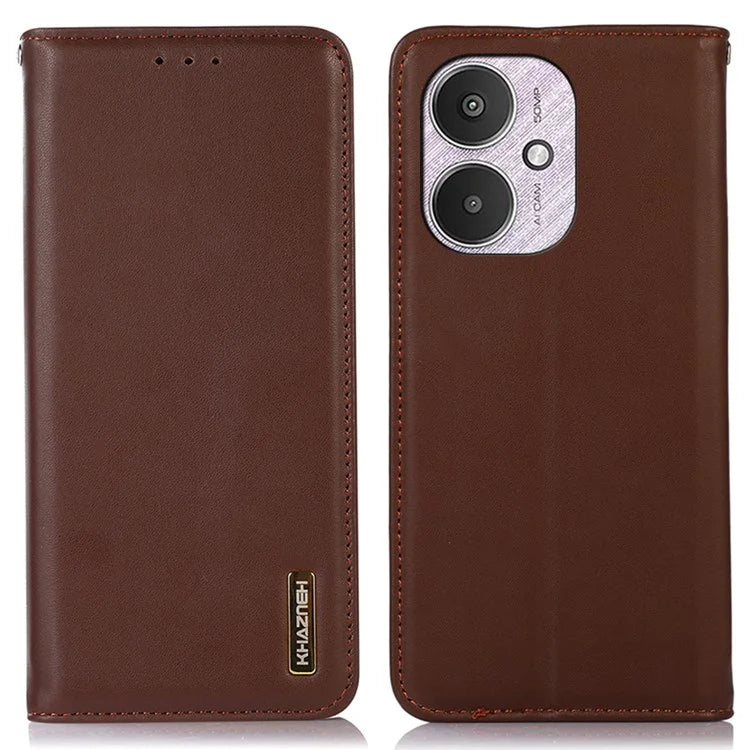 KHAZNEH For Xiaomi Redmi 13C 4G / Redmi 13C 5G / Poco C65 4G / Poco M6 5G Phone Case Genuine Cow Leather Cover
