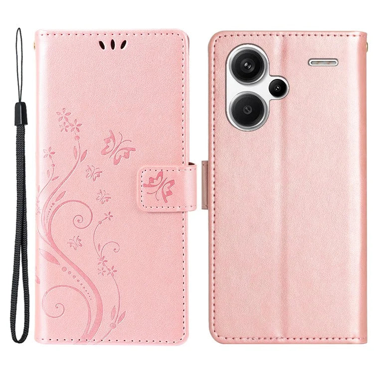 For Xiaomi Redmi Note 13 Pro+ 5G Leather Case Wallet Butterfly Imprinted Phone Cover