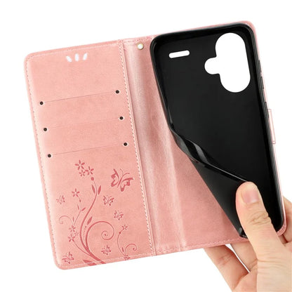 For Xiaomi Redmi Note 13 Pro+ 5G Leather Case Wallet Butterfly Imprinted Phone Cover
