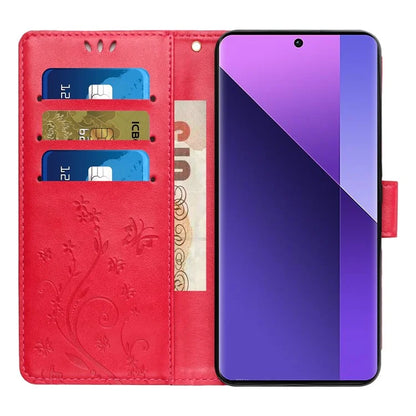 For Xiaomi Redmi Note 13 Pro+ 5G Leather Case Wallet Butterfly Imprinted Phone Cover