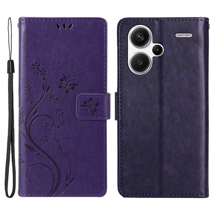 For Xiaomi Redmi Note 13 Pro+ 5G Leather Case Wallet Butterfly Imprinted Phone Cover