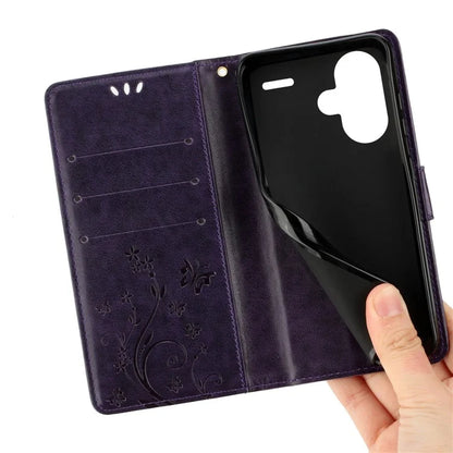 For Xiaomi Redmi Note 13 Pro+ 5G Leather Case Wallet Butterfly Imprinted Phone Cover