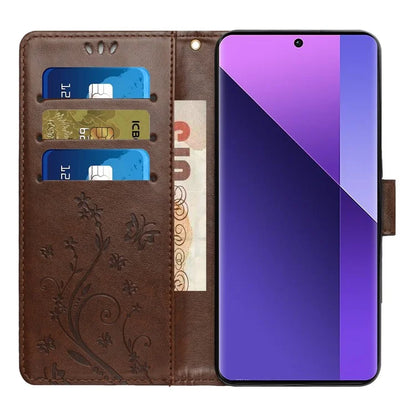For Xiaomi Redmi Note 13 Pro+ 5G Leather Case Wallet Butterfly Imprinted Phone Cover