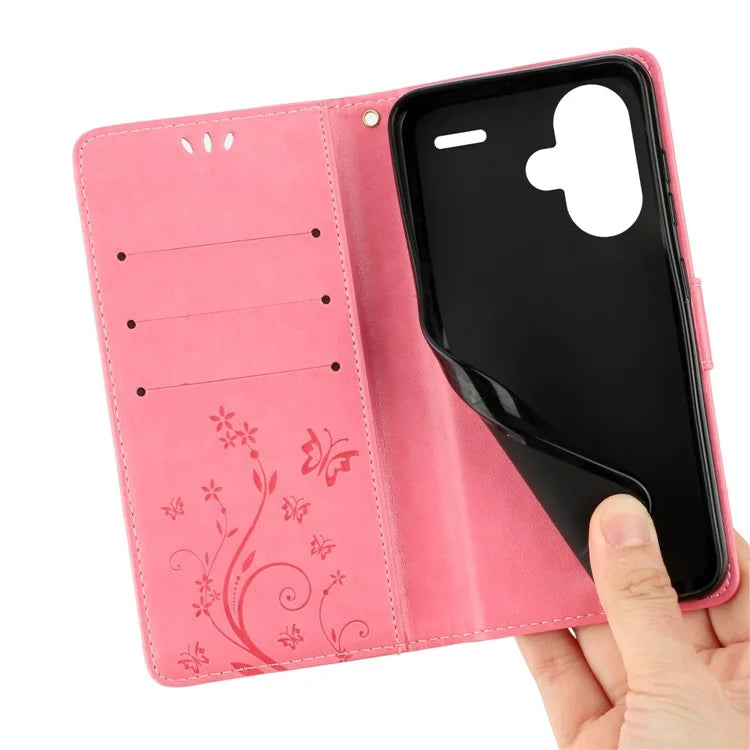For Xiaomi Redmi Note 13 Pro+ 5G Leather Case Wallet Butterfly Imprinted Phone Cover