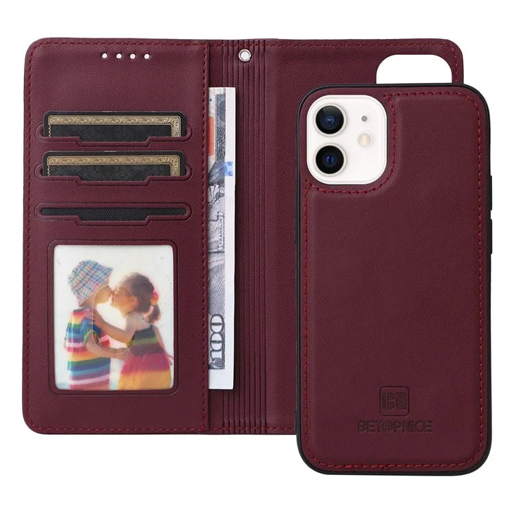 BETOPNICE 005 For iPhone 12 mini 5.4 inch Cell Phone Case Detachable Leather Wallet Cover